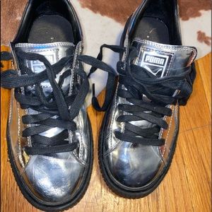 Metallic silver puma woman sneakers